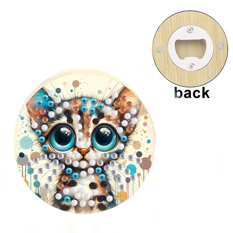 Diamond Painting Flesopener Houten Rond Decoratief Cadeau