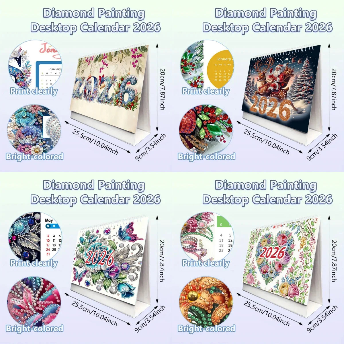 Diamond Painting Kalender met 13 afbeeldingen en 4 varianten
