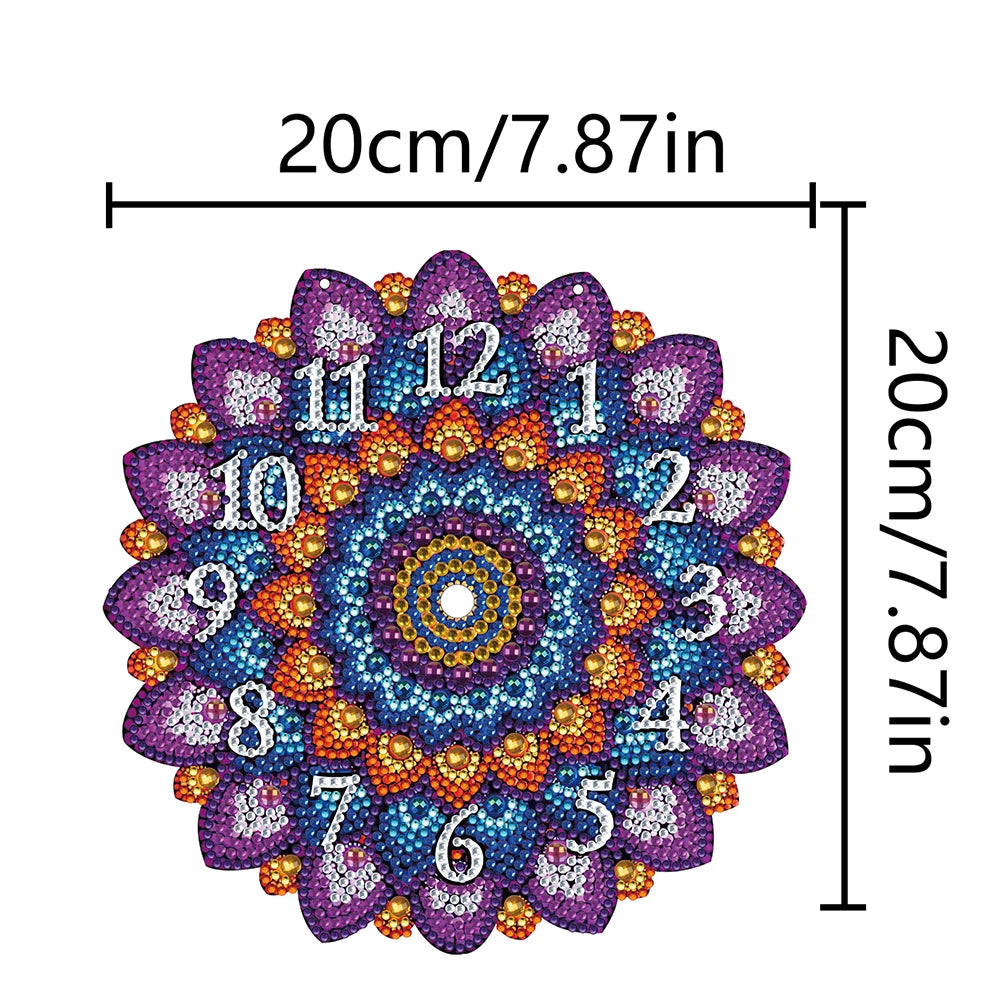 Diamond Painting Klok Mandala – Unieke Wandklok met Kristallen Steentjes