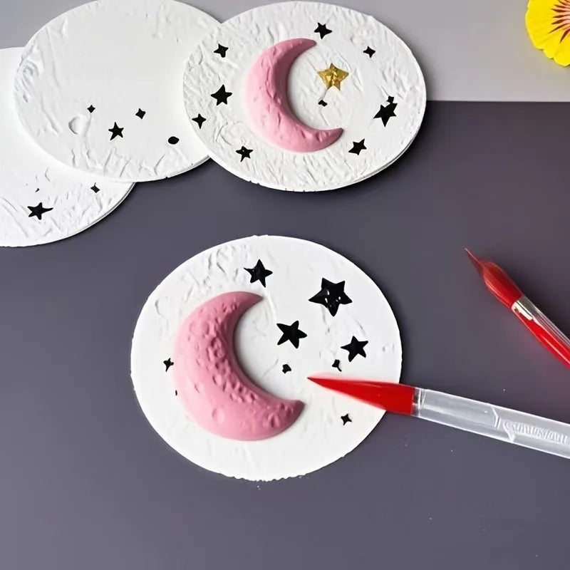 Schuim textuur tekenen 3D ronde platen – creatief DIY knutselplezier