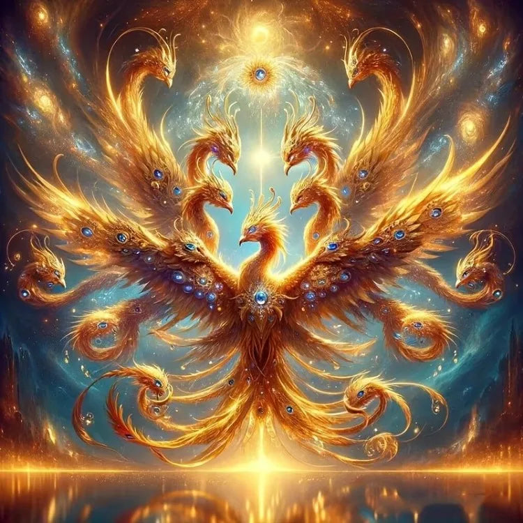 AB Diamond Painting op canvas Fantasy Dieren – Kleurrijke Phoenix, Draak en Leeuw