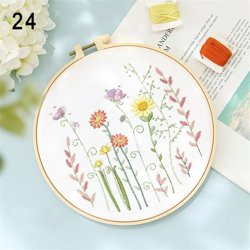 Borduurpakket Bloemen – Compleet Startpakket met borduurring (20 cm)