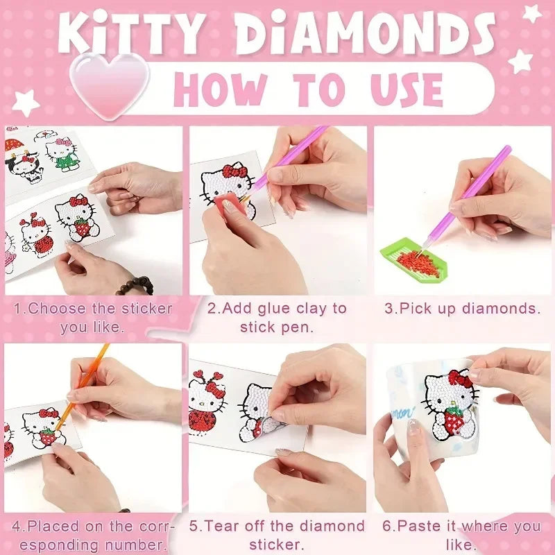 Diamond Painting Sticker set - 12 stuks met schattige beestjes