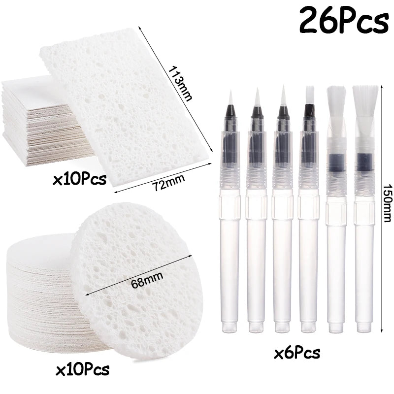 Schuim textuur tekenen set – 3D magie met waterkwast (26/36 stuks)
