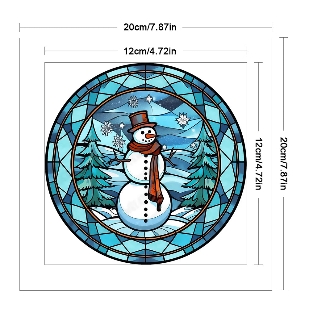 Borduurpakket Kerst – Glas-in-lood Kerstman, Kerstboom, Sneeuwpop