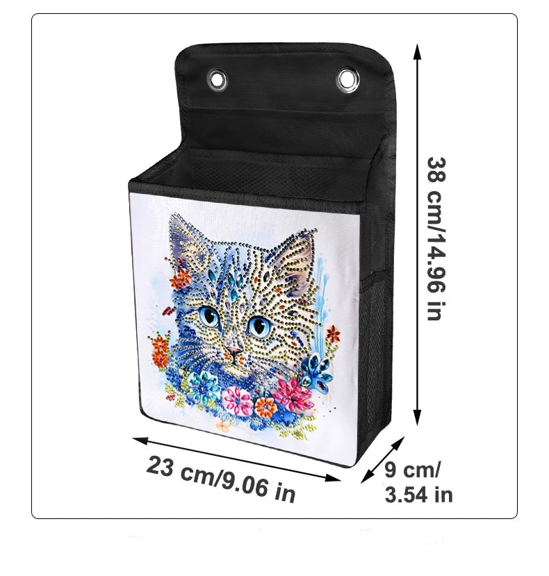 Diamond Painting Opbergzak met Vlinder en Katten – Hangbare Canvas Tas met Steentjes