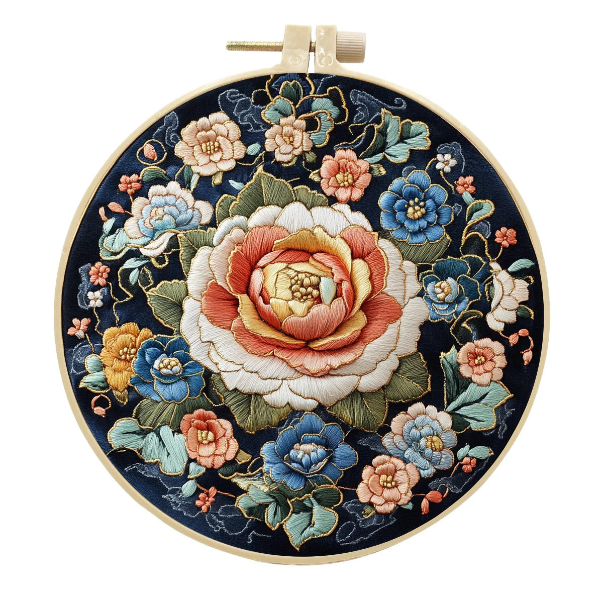 Borduurpakket Bloemenlandschap – Compleet Starterset zonder/met borduurring - 15cm