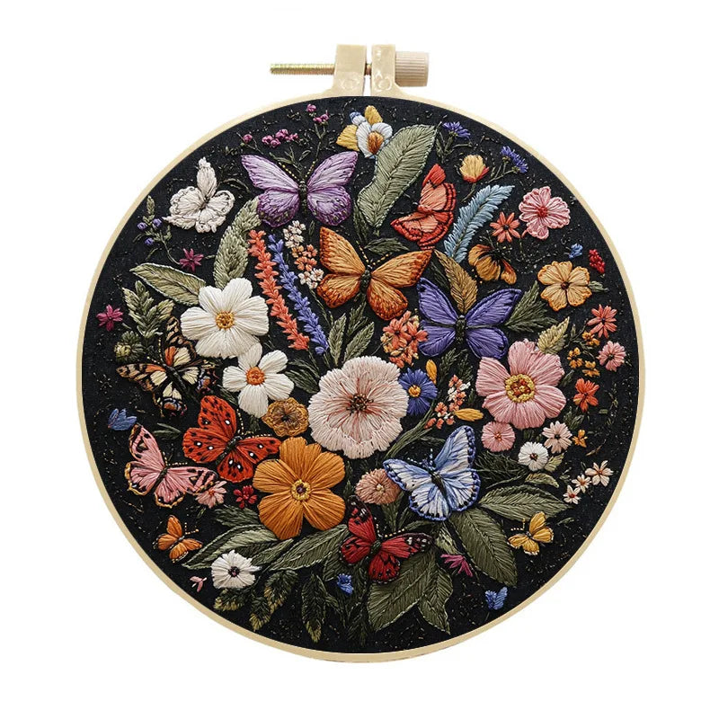 Borduurpakket Bloemen en Vlinder – Compleet voor Beginners