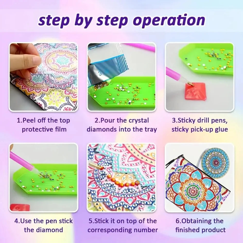 Diamond Painting Etui met Mandala Ontwerp en Luxe Spiegeltje – Set van 2