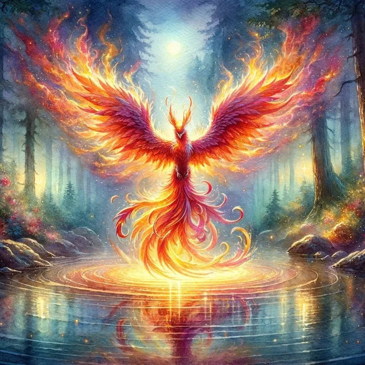AB Diamond Painting op canvas Fantasy Dieren – Kleurrijke Phoenix, Draak en Leeuw