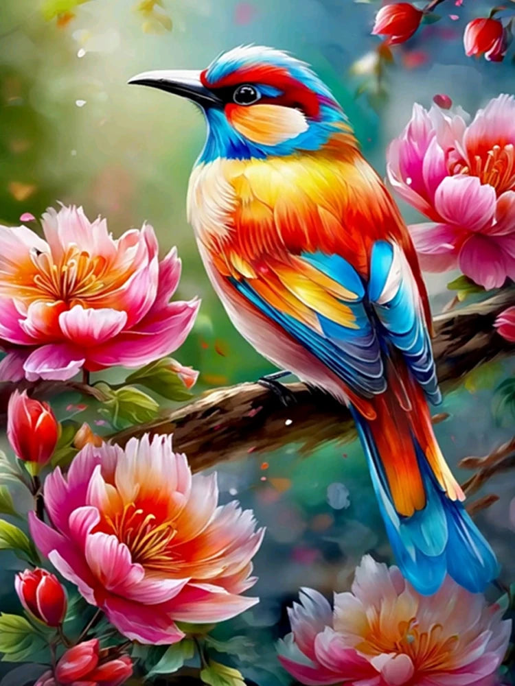AB Diamond Painting op canvas Uil, Kolibrie en Bloemen - Volledige bedekking steentjes