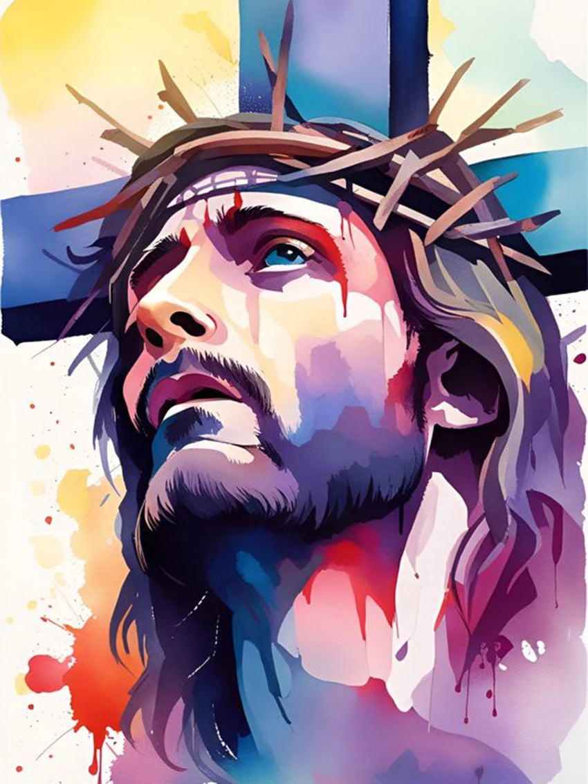 AB Diamond Painting op canvas – Religieus Thema – Jezus – Volledige bedekking – Keuze uit ronde of vierkante AB/Fairydust steentjes