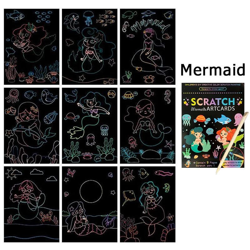 Krastekeningen Ruimte & Dieren – Creatieve Set voor Kinderen (9 stuks)