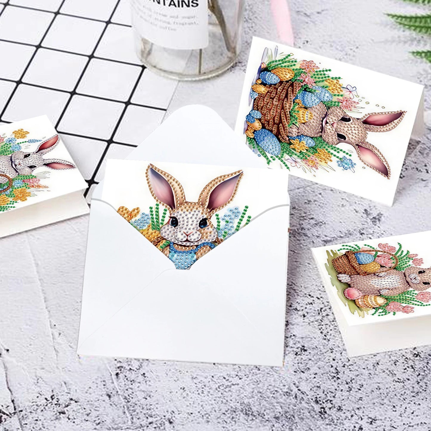 Diamond Painting Wenskaarten Pasen – Set van 6 creatieve kaarten