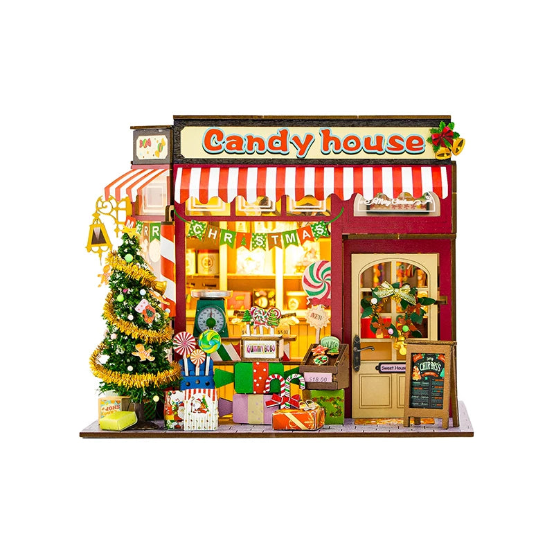 Zelfbouw miniatuur huisje – Kerst snoep cottage 3D houten bouwpakket