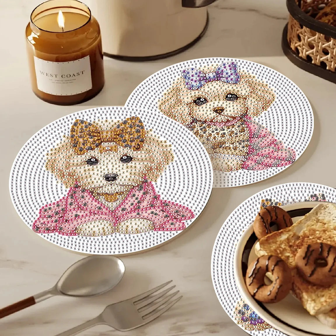 Diamond Painting Placemat met Schattige Puppy – Set van 3 Tafeldecoratie