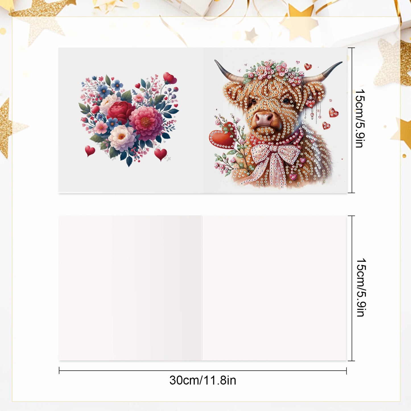 Diamond Painting Wenskaarten set - 6 Stuks met Schattige Koeien Motief
