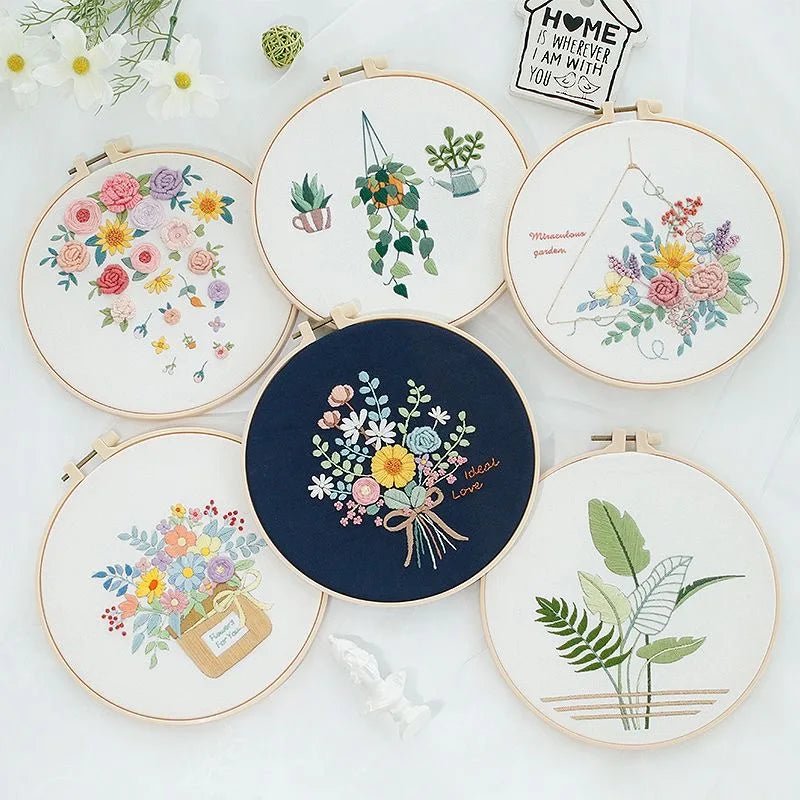 Borduurpakket Bloemen – Compleet Startpakket met borduurring (20 cm)