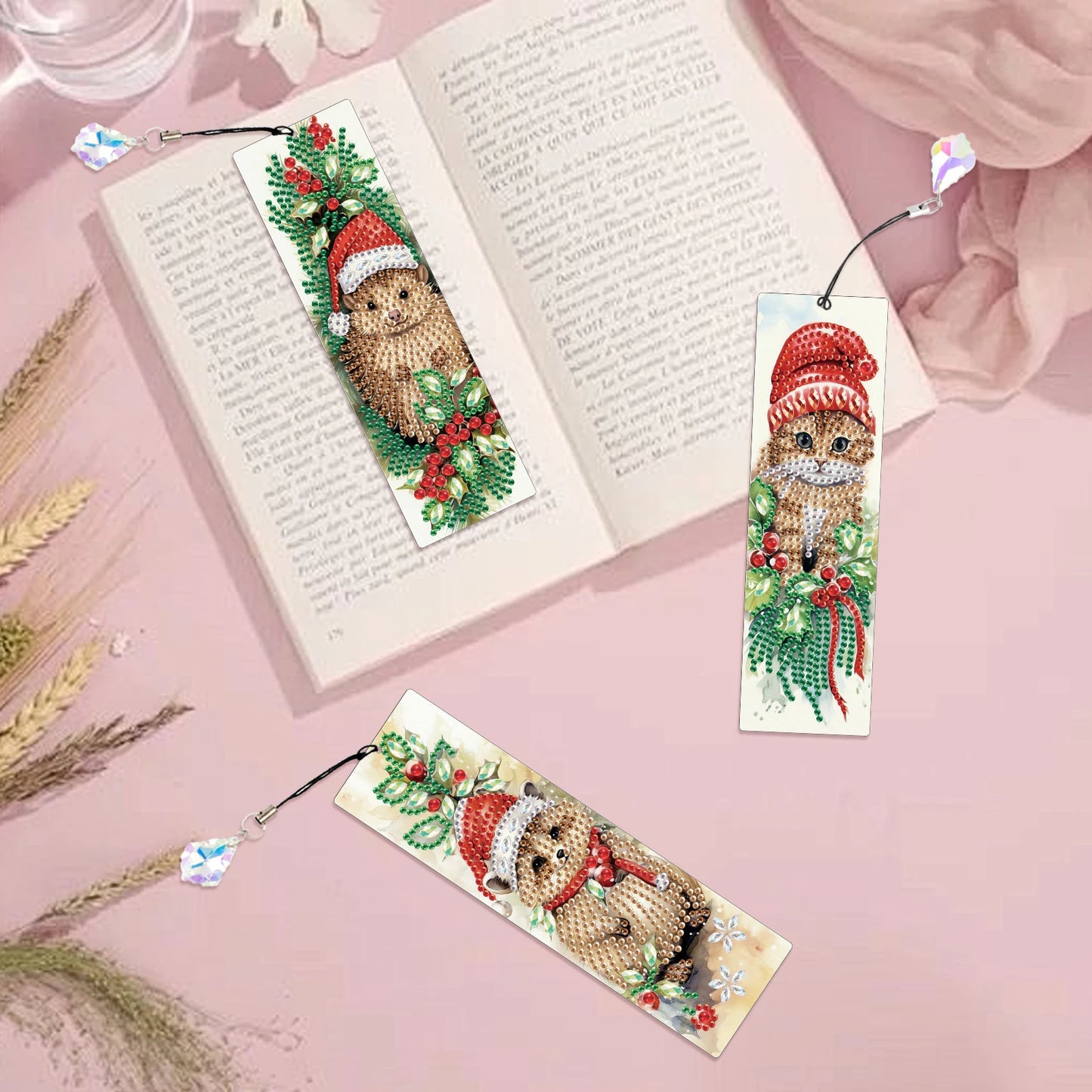 Diamond Painting Boekenlegger set dieren met kristallen details