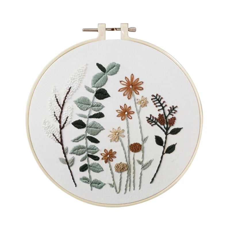Borduurpakket Rond Bloemen – Compleet met Patronen en Garen
