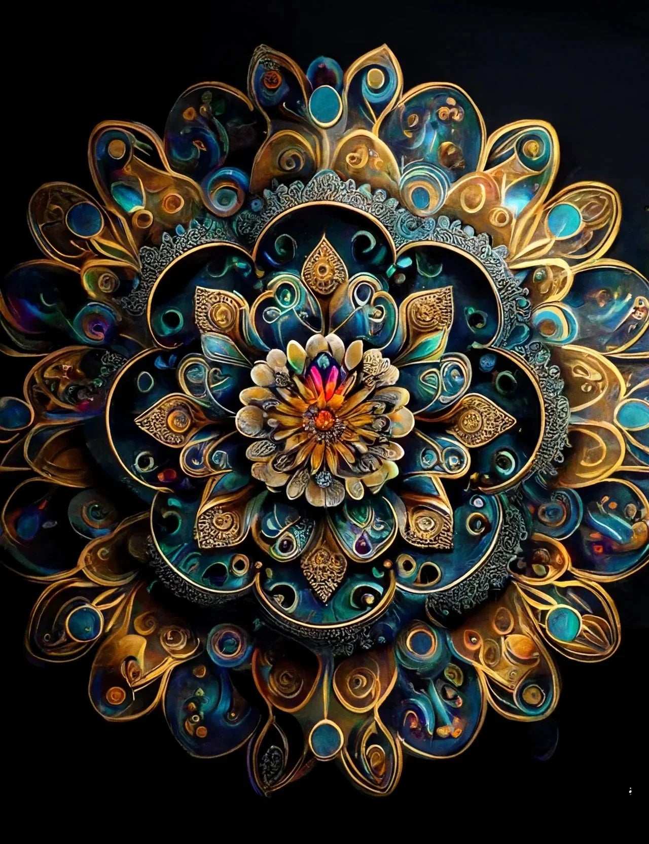 AB Diamond Painting op canvas - Mandala met AB en Fairy Dust steentjes