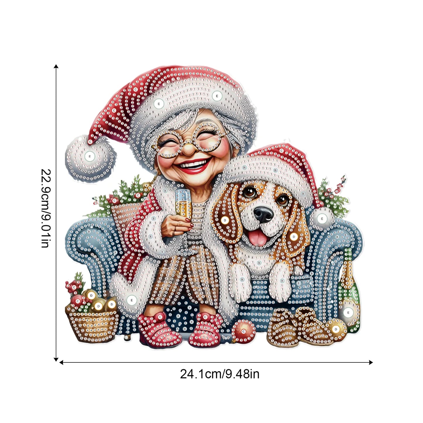 Diamond Painting Hangend Kerst Ornament - Happy Oma met puppy