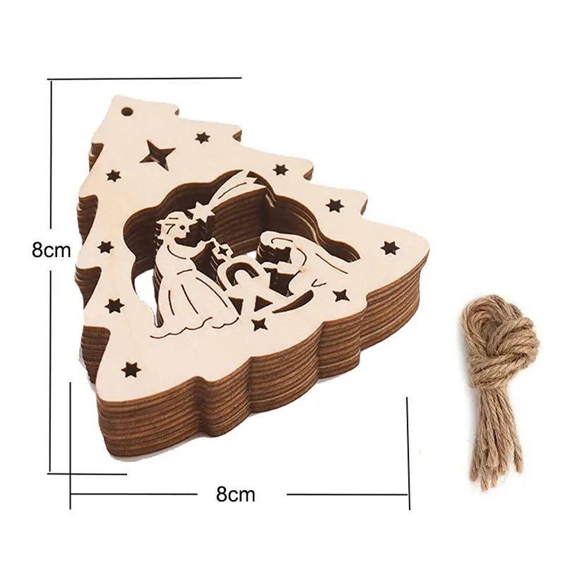 Houten figuur om zelf te kleuren/schilderen – Kerstversiering 10 stuks