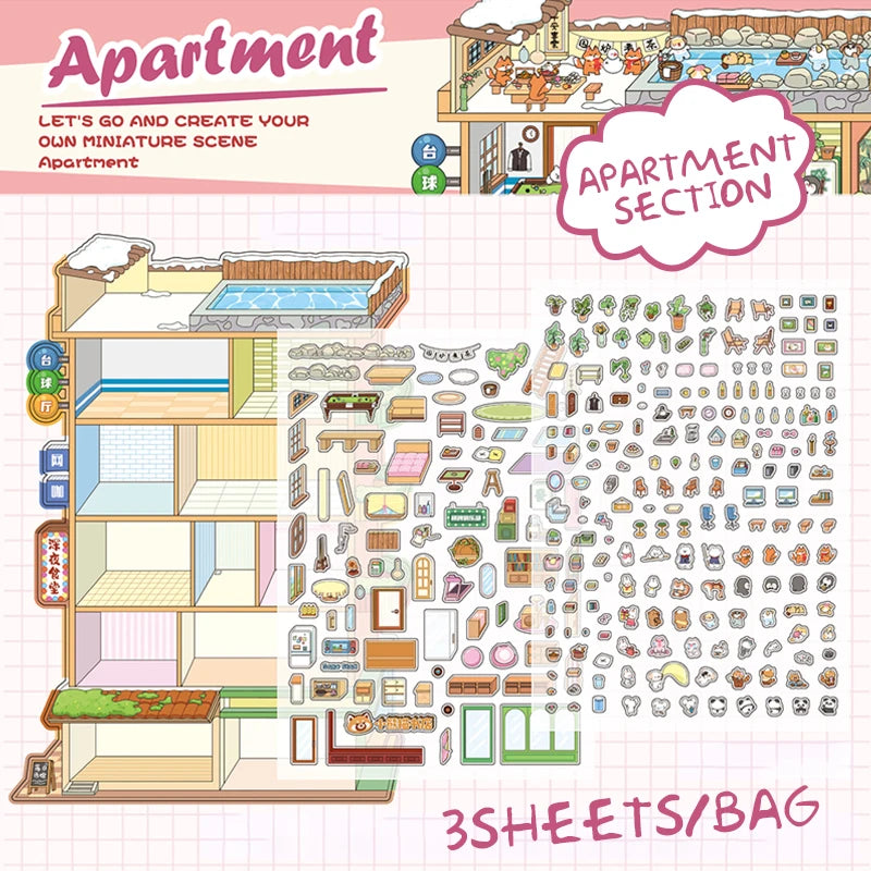 Sticker homestyling set creatieve miniatuur interieurstickers 3 vellen