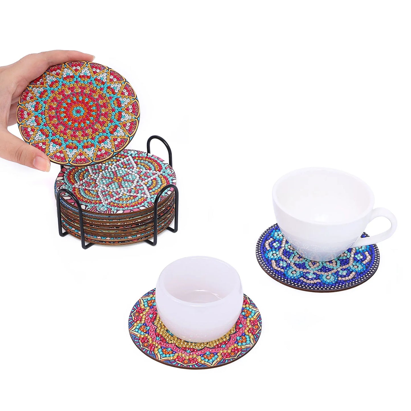 Diamond Painting Onderzetters Mandala - Set van 12 met Houder