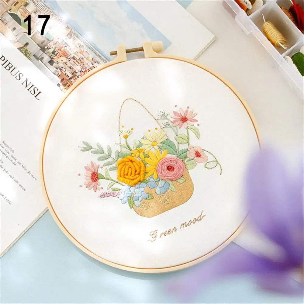 Borduurpakket Bloemen – Compleet Startpakket met borduurring (20 cm)