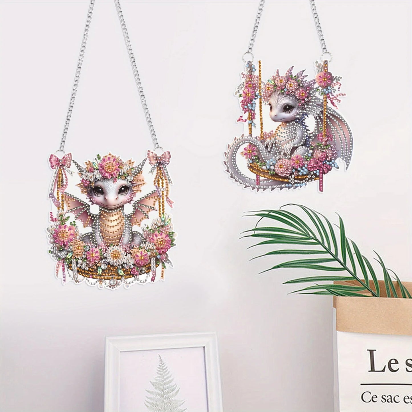 Diamond Painting Hangend Ornament - Schattige Draken (2 stuks)