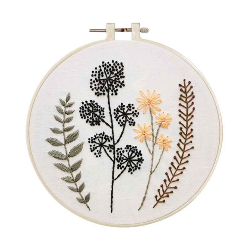 Borduurpakket Rond Bloemen – Compleet met Patronen en Garen