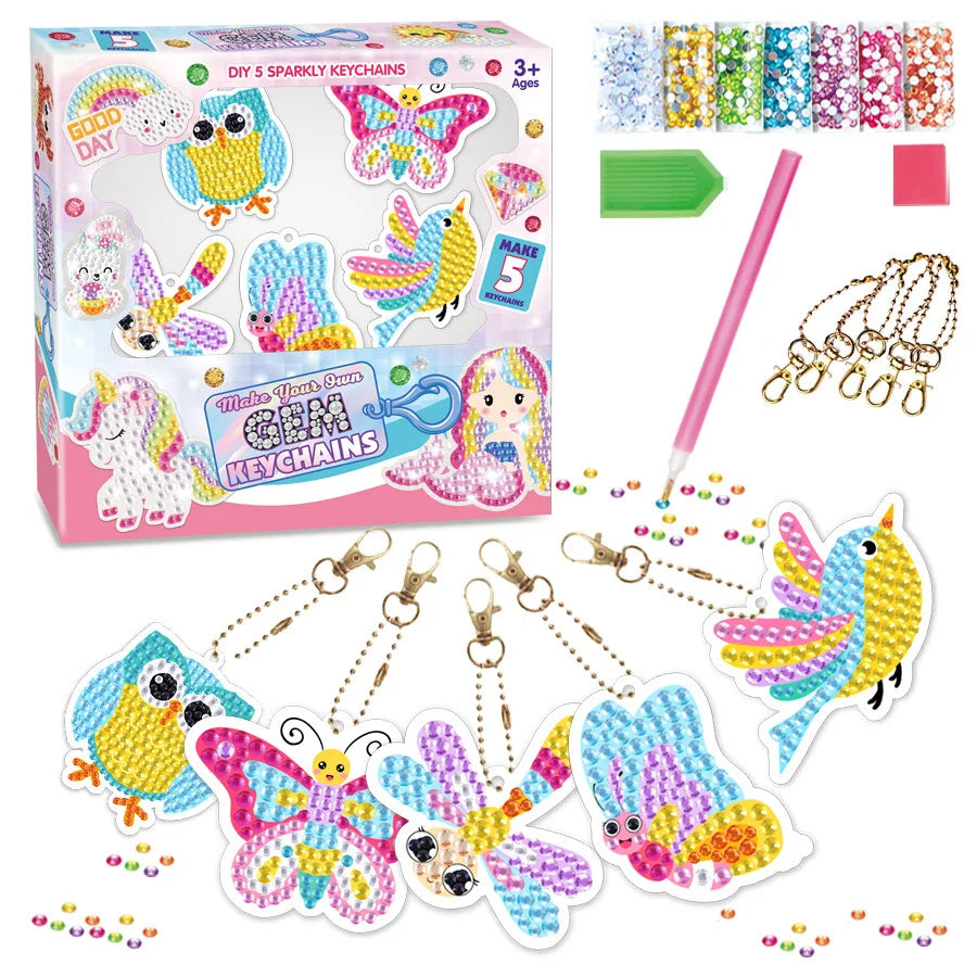 Diamond Painting Sleutelhanger set - Zeemeermin en Eenhoorn - voor kinderen
