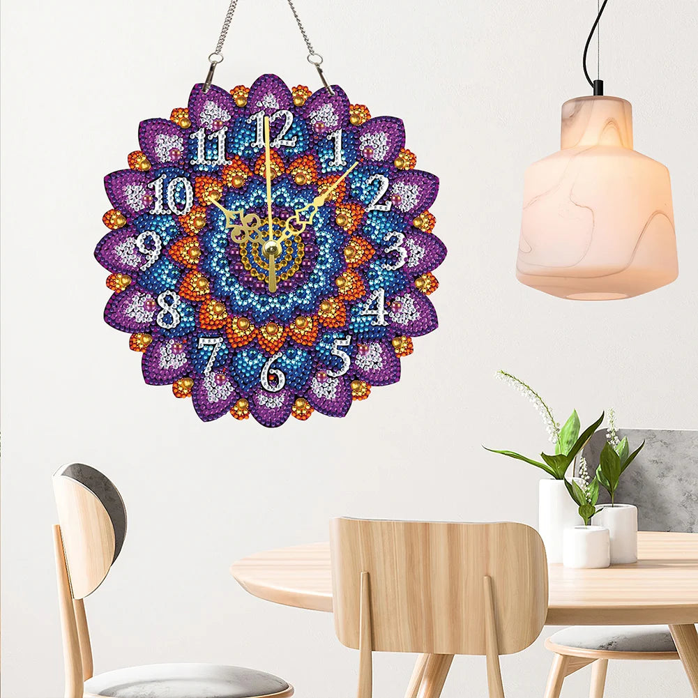 Diamond Painting Klok Mandala – Unieke Wandklok met Kristallen Steentjes