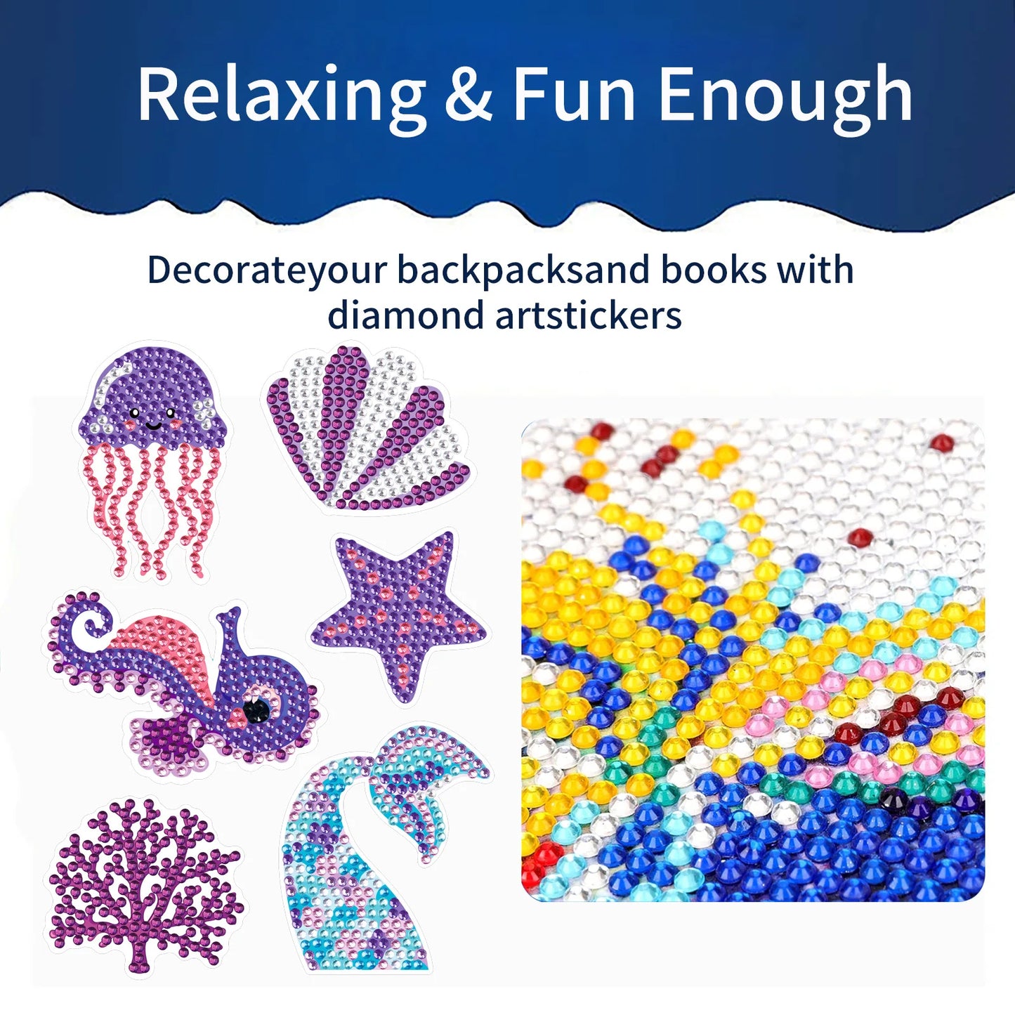Diamond Painting Sticker set Zeepaard & Kwallen – Schitterende Maritieme Wezens