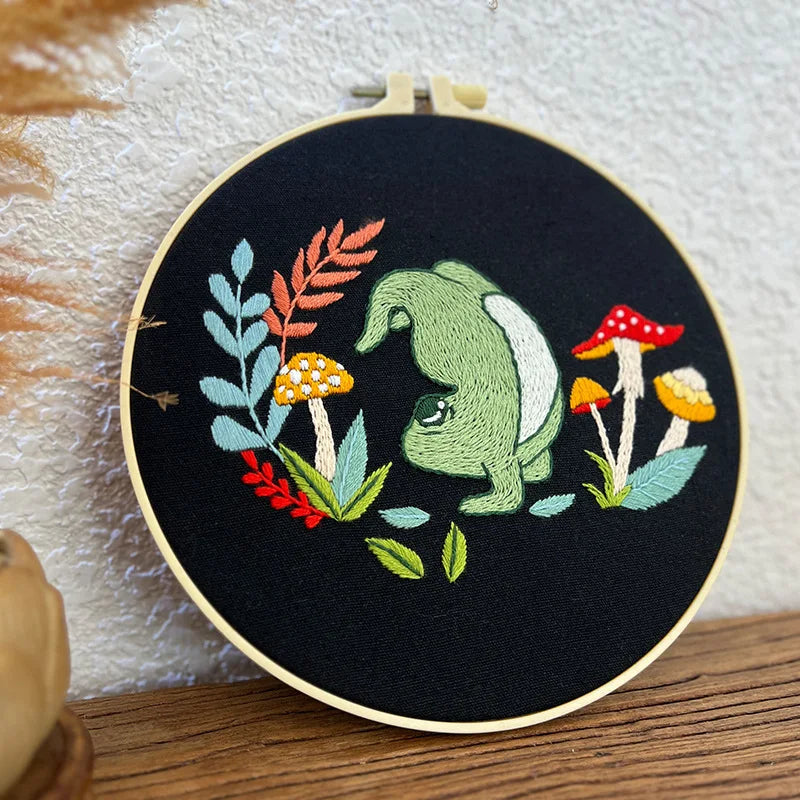 Borduurpakket met Schattige Dansende Kikker – Strand & Oceaan Thema 20cm