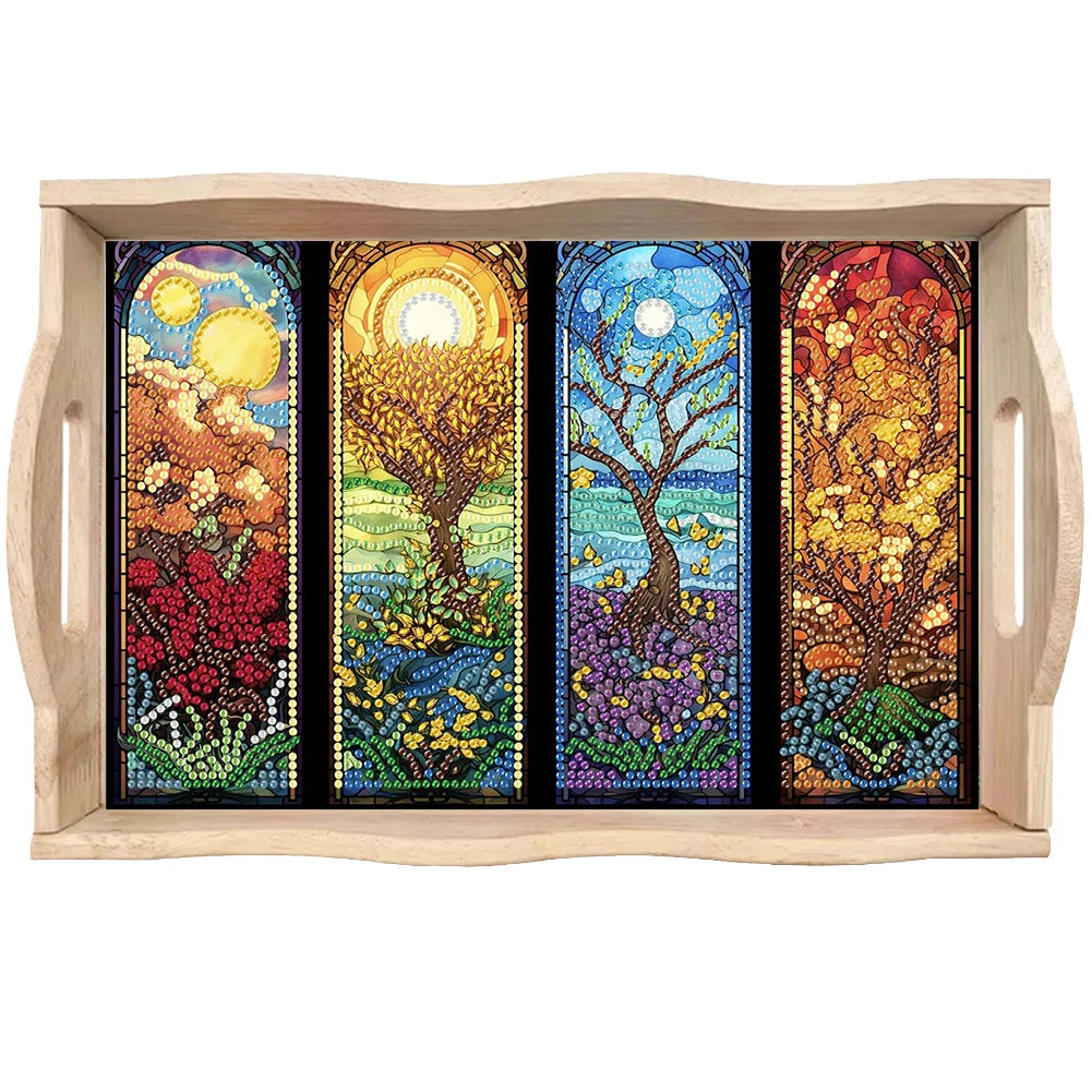 Diamond Painting Dienblad Hout - Kleurrijk Serveerblad voor Eten en Decoratie
