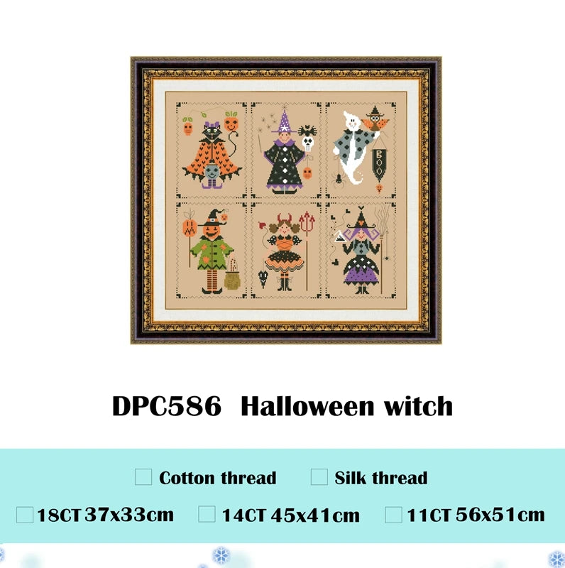 Borduurpakket Halloween Heks – Cartoon Ontwerp op 11/14/18ct