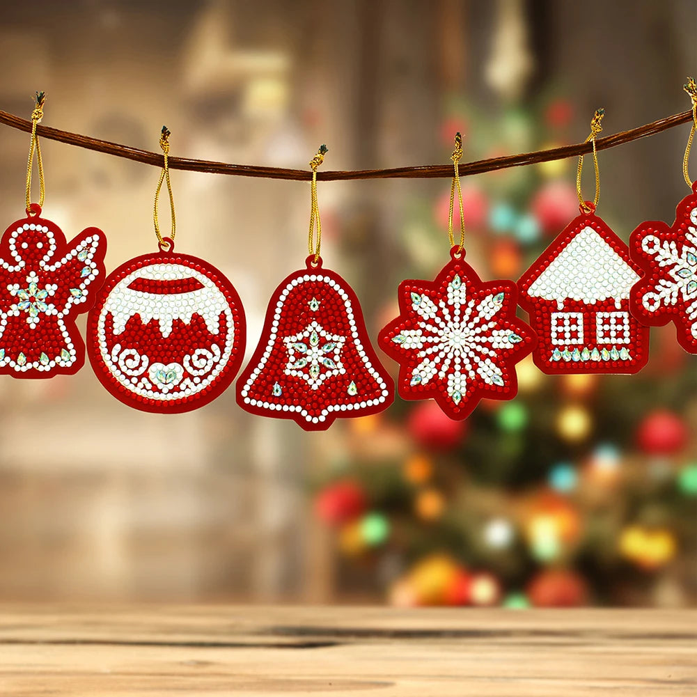 Diamond Painting Kersthangers – Set van 8/10 Pinguïns Sleutelhangers met Strass – DIY Kerstdecoratie