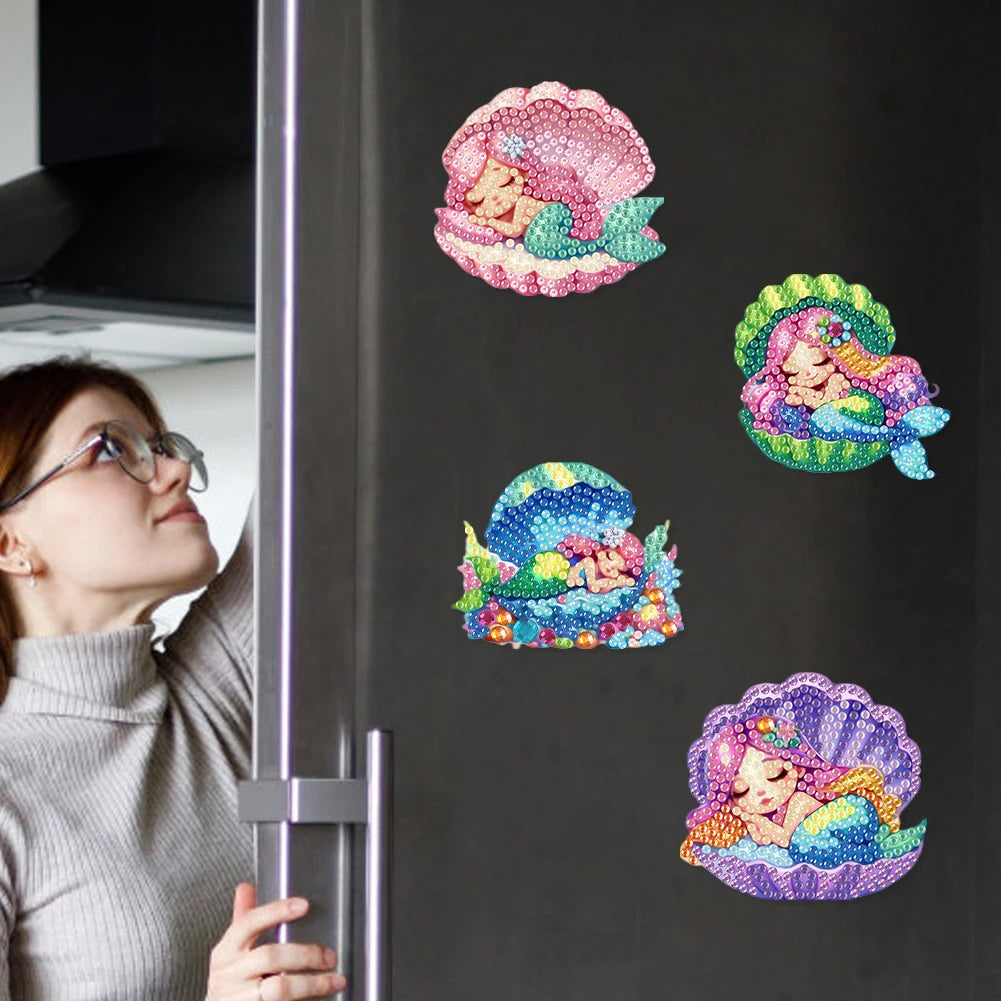 Diamond Painting Magneten – Set van 6 Koelkastmagneten met Steentjes (diverse ontwerpen)