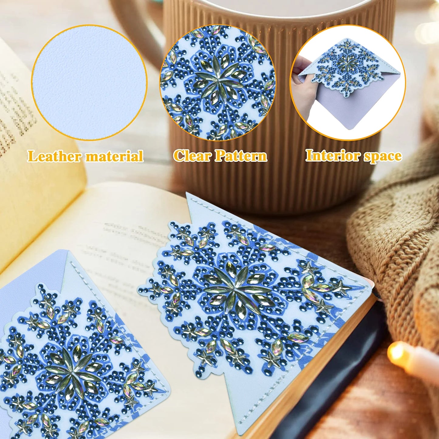 Diamond Painting Boekenlegger Set van 8 - Sneeuwvlokken Thema