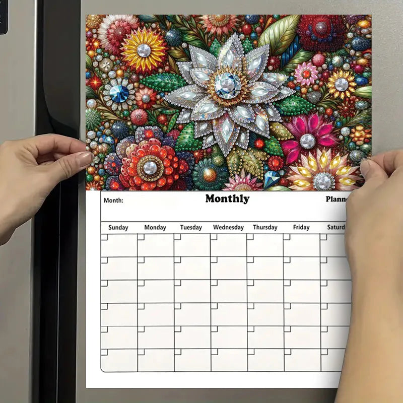 Diamond Painting Kalender Hartvormige Magnetische Planner voor Koelkast en Kantoor