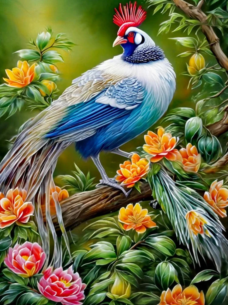 AB Diamond Painting op canvas Uil, Kolibrie en Bloemen - Volledige bedekking steentjes