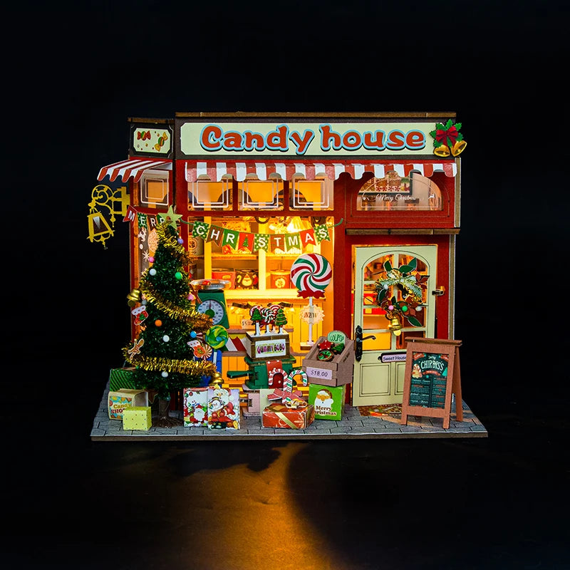 Zelfbouw miniatuur huisje – Kerst snoep cottage 3D houten bouwpakket