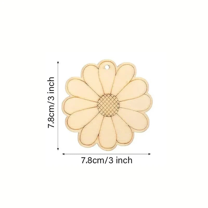 Houten figuur om zelf te kleuren/schilderen – bloemen hangers (10 stuks)