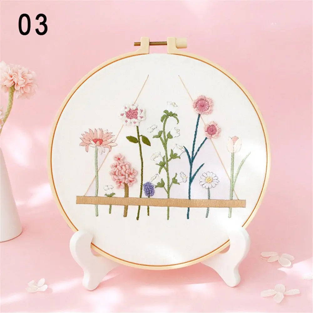 Borduurpakket Bloemen – Compleet Startpakket met borduurring (20 cm)