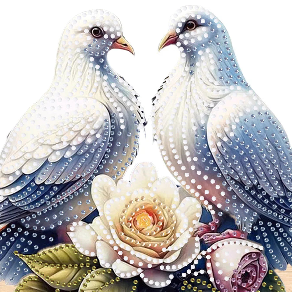 Diamond Painting Kapstok/Sleutelrek – Houten Haakjes met Schattige Vogel