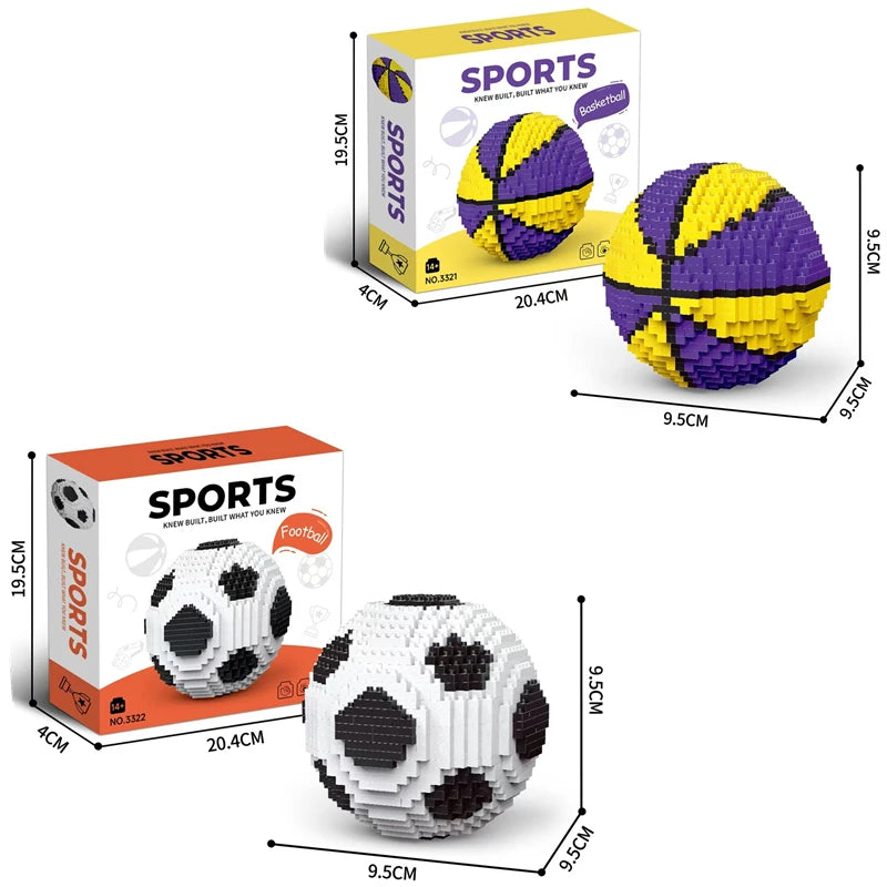 Bouwpakket Sport – Voetbal & Basketbal Blokjesmodel voor Fans