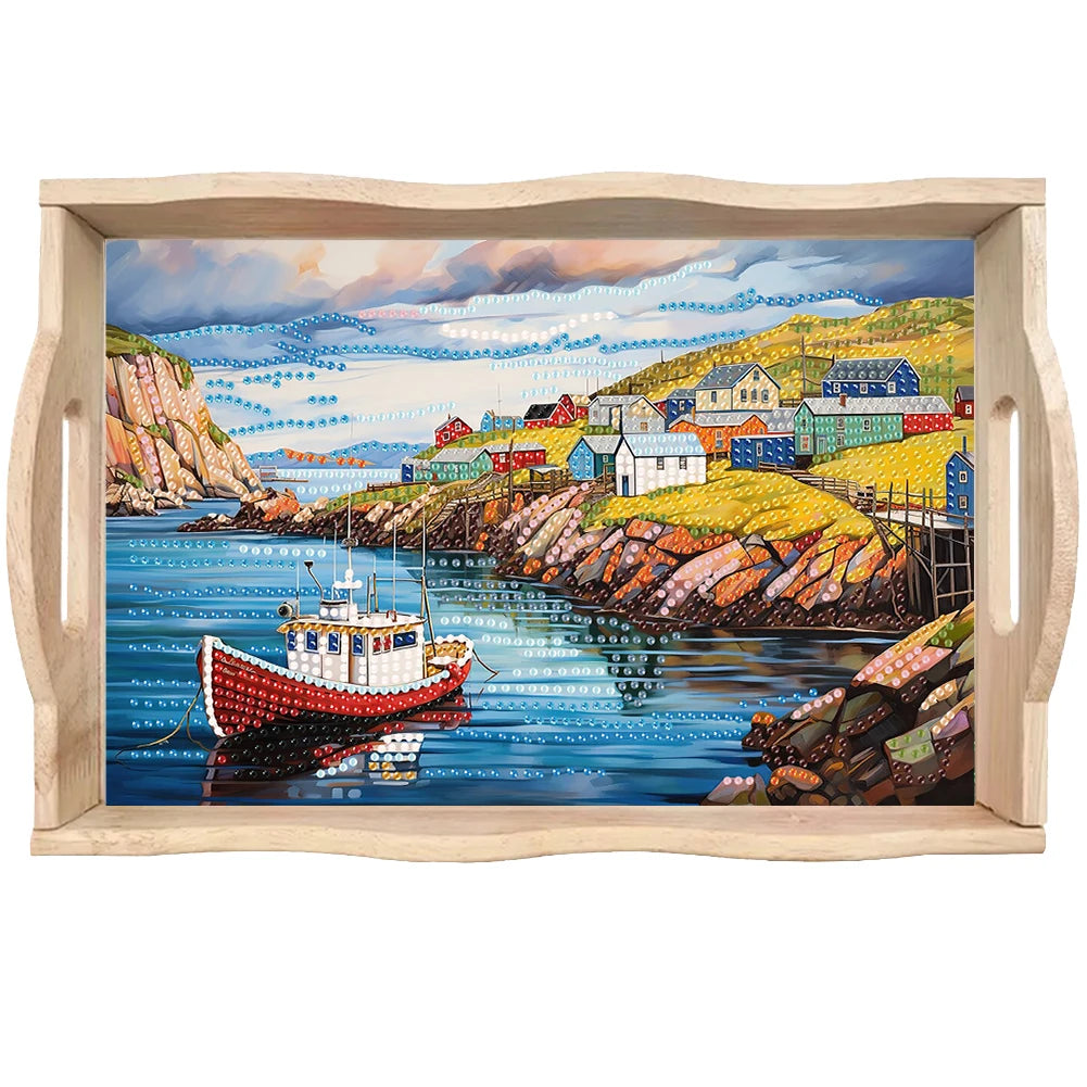 Diamond Painting Dienblad Hout - Kleurrijk Serveerblad voor Eten en Decoratie
