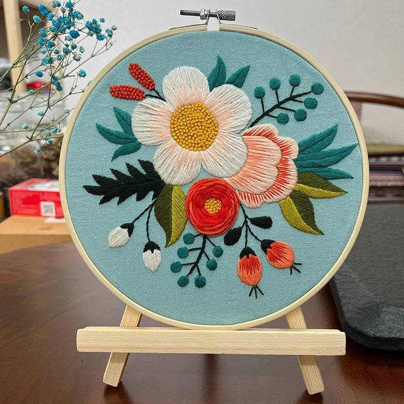 Borduurpakket Rond - Beginnerspakket met Bloemen & Dierenmotief